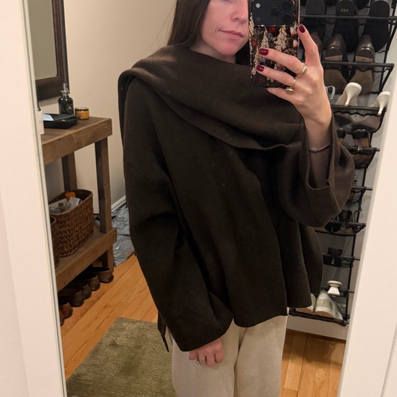 Zara Short Knit Scarf Coat - Picture 7 of 8